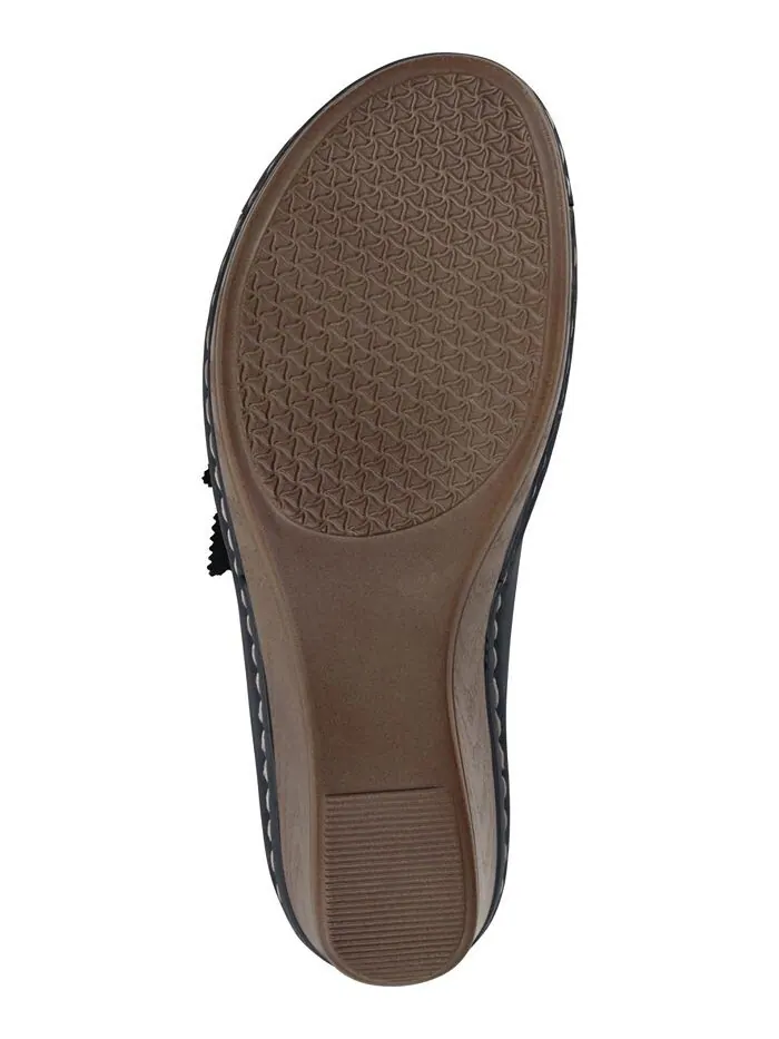 Женские босоножки Selly на танкетке с цветочным принтом GC Shoes — изображение 5 из 5, темно-синий