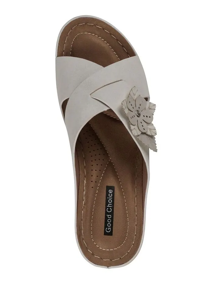 Женские босоножки Selly на танкетке с цветочным принтом GC Shoes — изображение 4 из 5, белый