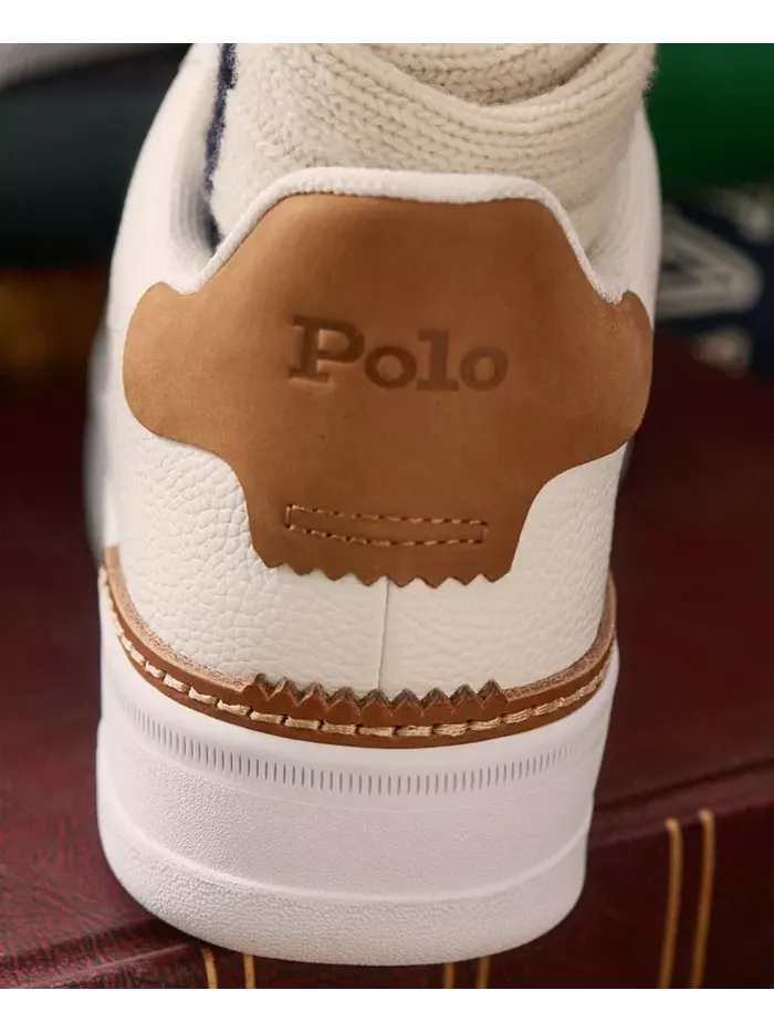 Мужские кроссовки Masters Court на шнуровке Polo Ralph Lauren — изображение 6 из 7, белый/бежевый