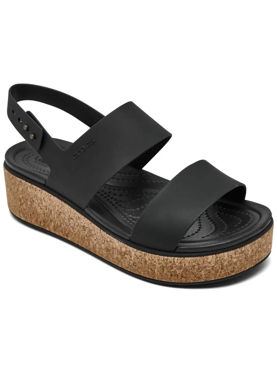 Женские босоножки-танкетки Brooklyn Cork Low Wedge, бренд Crocs