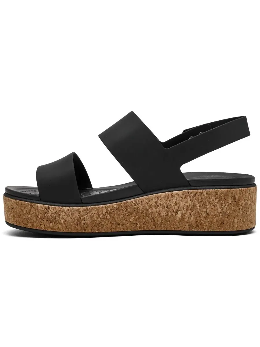 Женские босоножки-танкетки Brooklyn Cork Low Wedge, бренд Crocs — изображение 3 из 6, черный