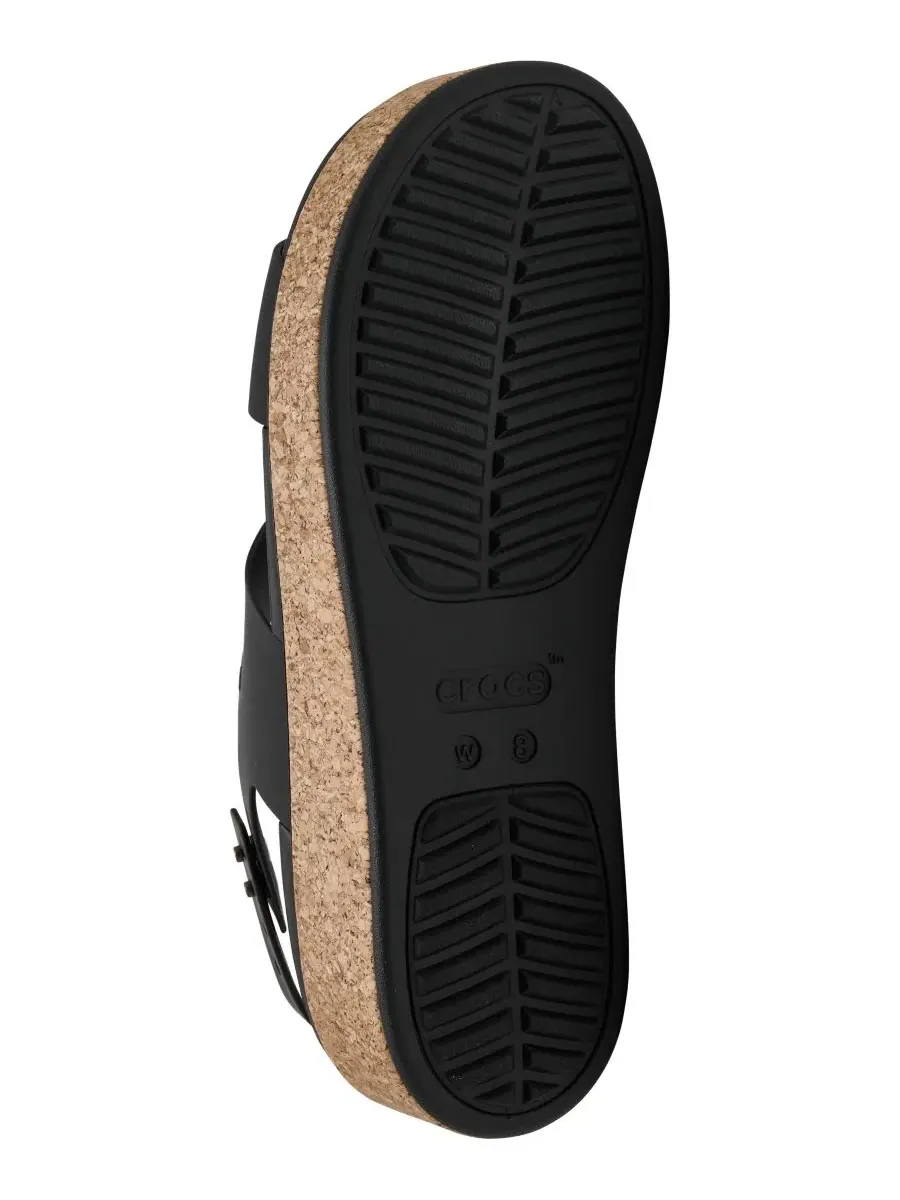 Женские босоножки-танкетки Brooklyn Cork Low Wedge, бренд Crocs — изображение 6 из 6, черный
