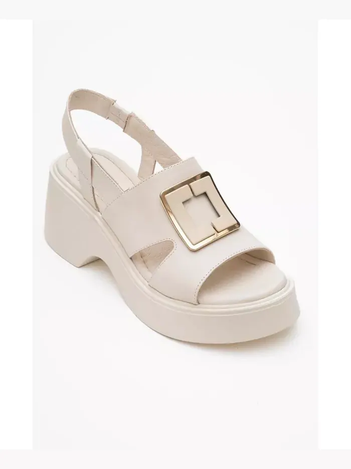 Платформенные сандалии Lucia с кожаной пряжкой (женские) Forever & Always Shoes — изображение 3 из 6, бежевый/бежевый