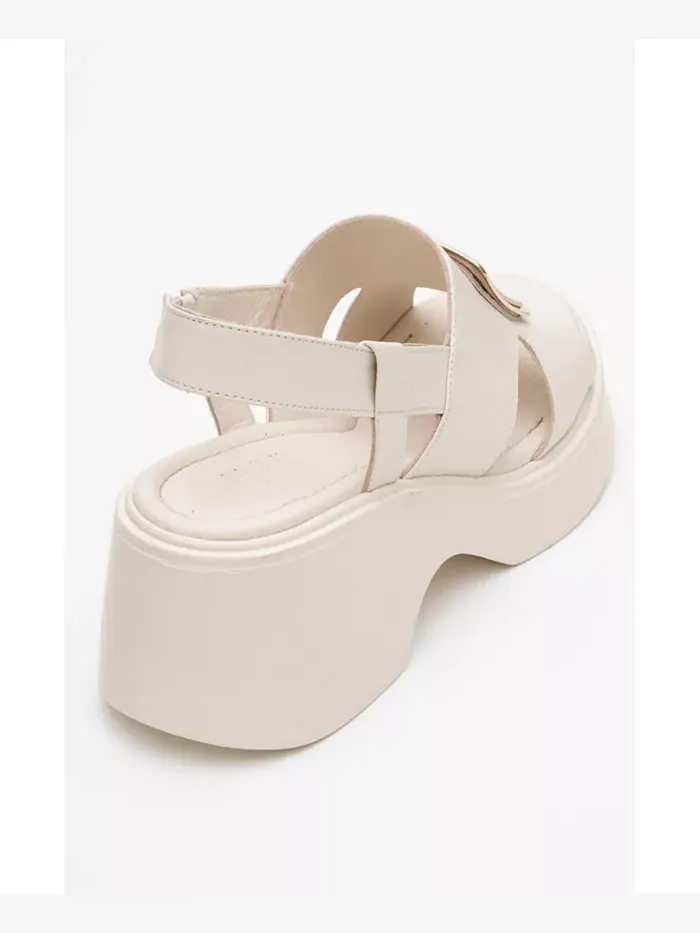Платформенные сандалии Lucia с кожаной пряжкой (женские) Forever & Always Shoes — изображение 5 из 6, бежевый/бежевый