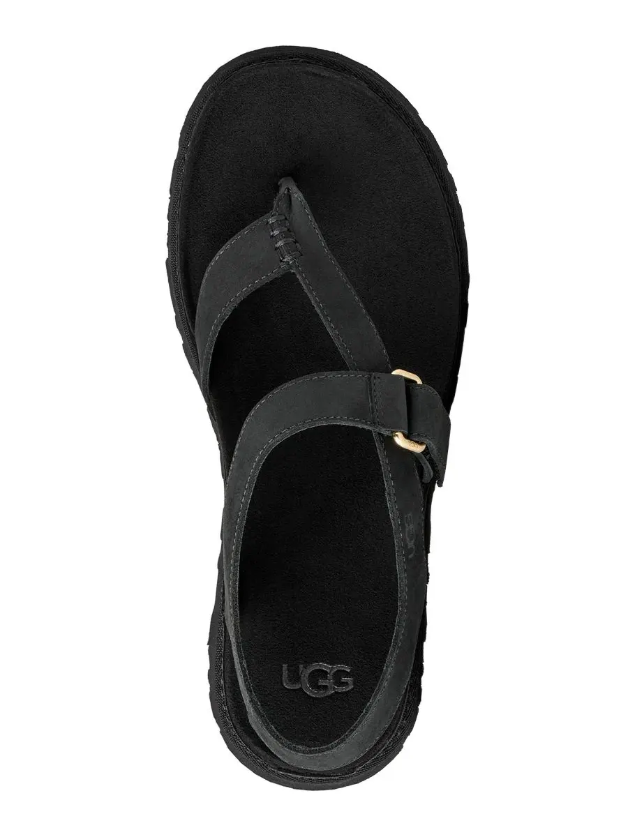 Женские сандалии GoldenGaze с открытым носком и плоской подошвой UGG — изображение 4 из 8, черный
