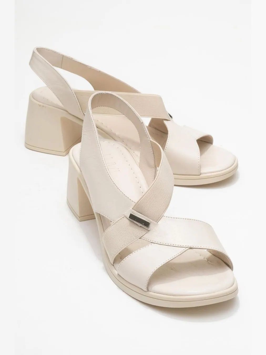 Сандалии Crina на толстом кожаном эластичном каблуке (женские) Forever & Always Shoes