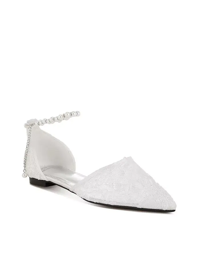 Плоские сандалии Shrami Pearl & Rhinestone Strap с ремешками, украшенными жемчугом и стразами Rag & — изображение 3 из 3