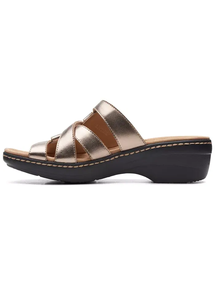 Сандалии женские Clarks Merliah Karli на плоской подошве без застежки — изображение 7 из 8, серебристый