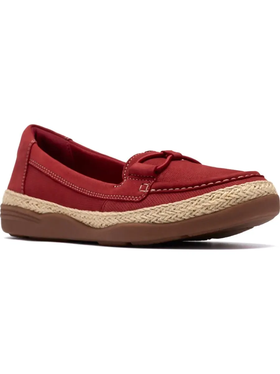 Балетки женские Clarks Elaina Milly, без шнурков, красный нубук