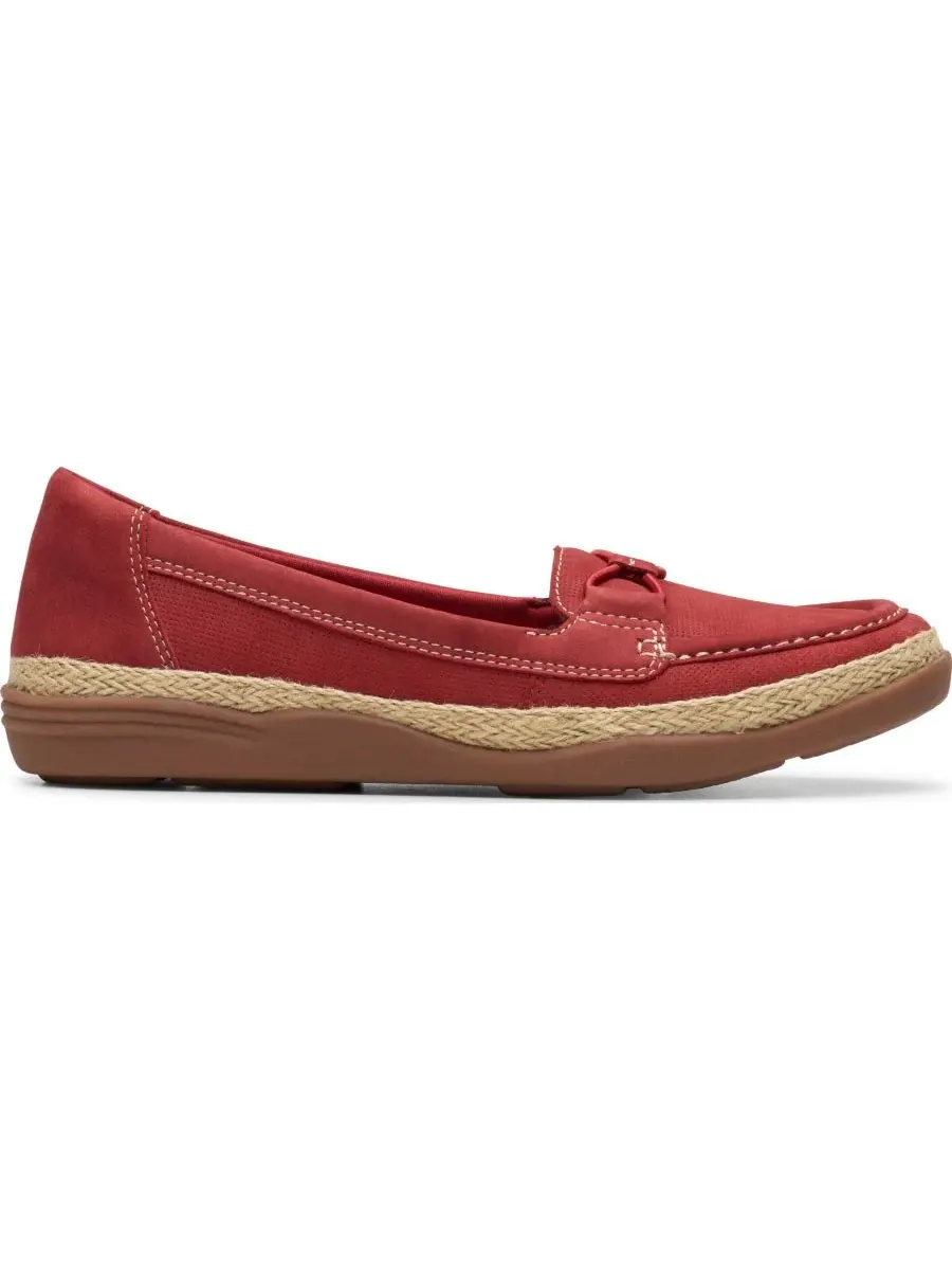 Балетки женские Clarks Elaina Milly, без шнурков, красный нубук — изображение 2 из 6
