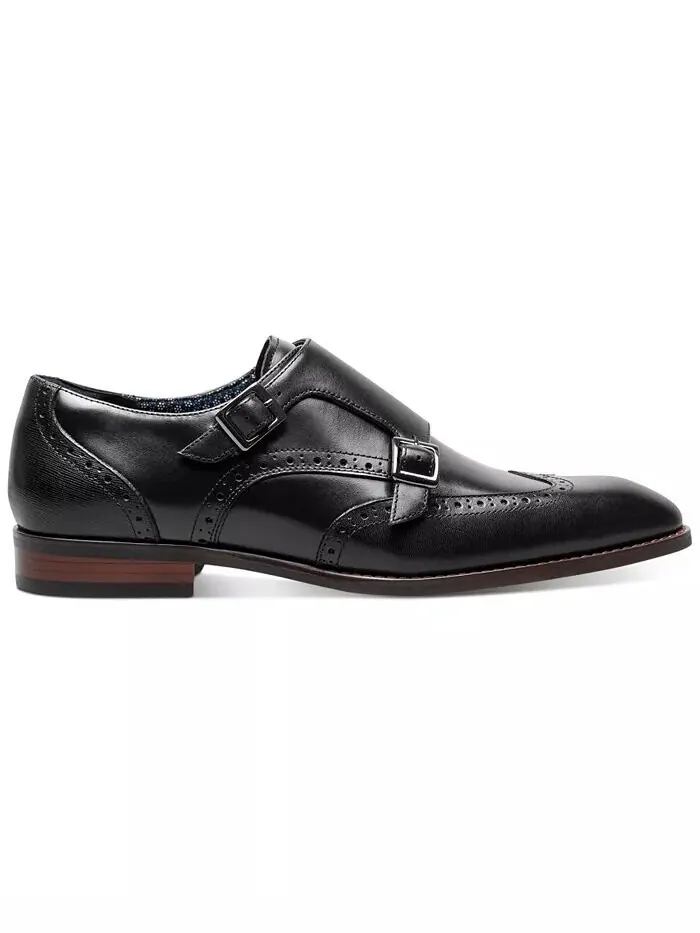 Мужские туфли Karson Wingtip Double-Monk Strap Stacy Adams — изображение 3 из 7, черный