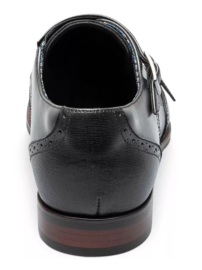 Мужские туфли Karson Wingtip Double-Monk Strap Stacy Adams — изображение 4 из 7, черный