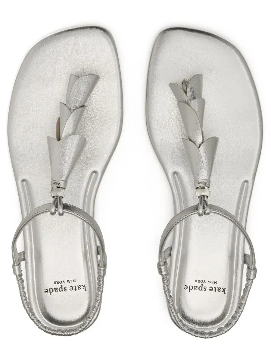 Босоножки с лилией Lily Thong Flat Sandals kate spade new york — изображение 6 из 6, серебряный