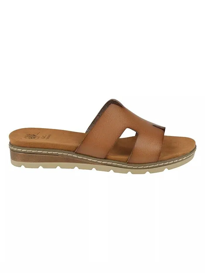 Женские шлепанцы на плоской подошве Nellie с вырезами GC Shoes — изображение 2 из 5, бежевый