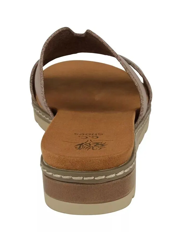 Женские шлепанцы на плоской подошве Nellie с вырезами GC Shoes — изображение 3 из 5, бежевый