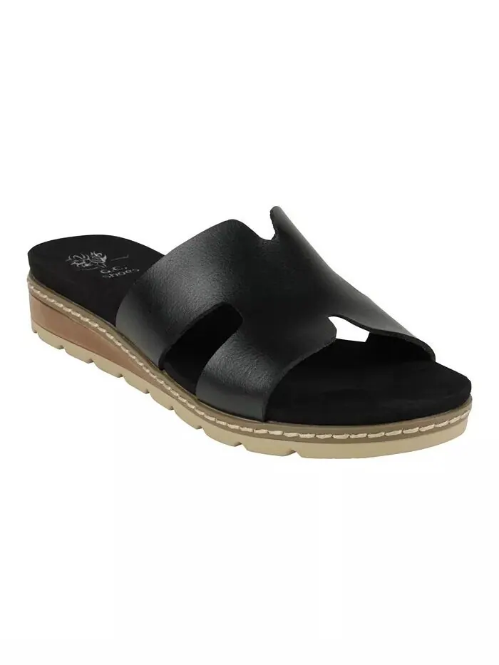 Женские шлепанцы на плоской подошве Nellie с вырезами GC Shoes — изображение 1 из 5, черный