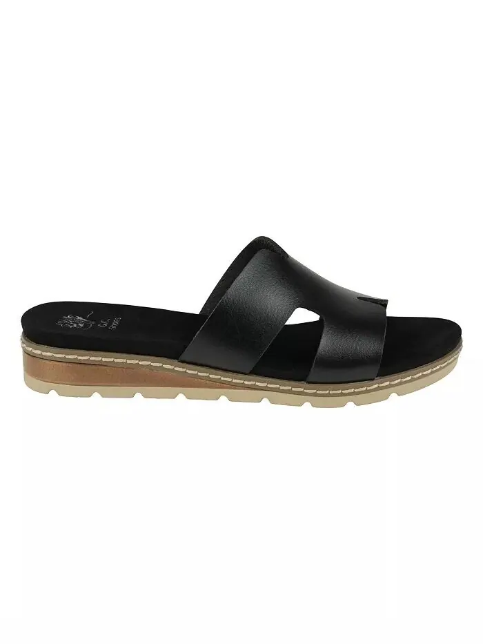 Женские шлепанцы на плоской подошве Nellie с вырезами GC Shoes — изображение 2 из 5, черный