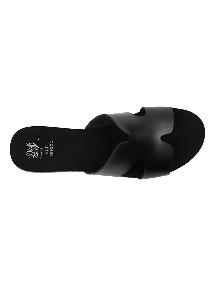 Женские шлепанцы на плоской подошве Nellie с вырезами GC Shoes — изображение 4 из 5, черный