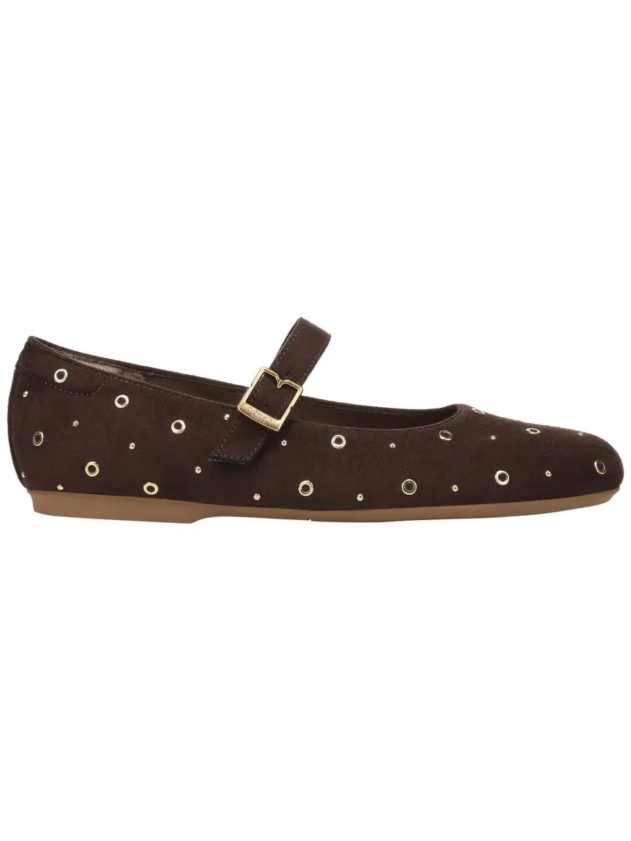 Женские туфли Wexley Jane Stud Mary Jane Flats Dr. Scholl's, Dark Umber Microsuede — изображение 2 из 5