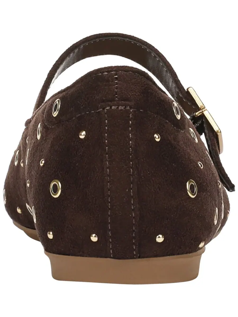 Женские туфли Wexley Jane Stud Mary Jane Flats Dr. Scholl's, Dark Umber Microsuede — изображение 3 из 5
