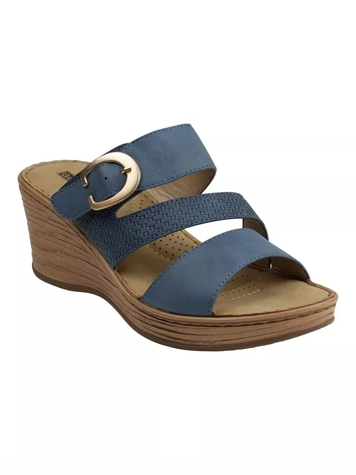 Женские босоножки Odalis Buckle Comfort на танкетке GC Shoes — изображение 1 из 5, синий