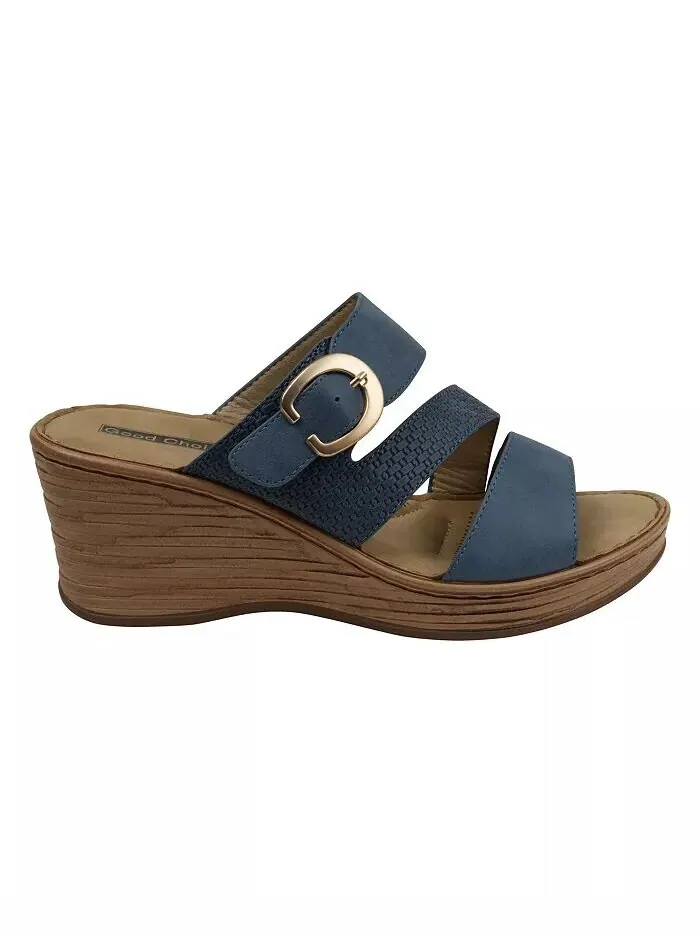 Женские босоножки Odalis Buckle Comfort на танкетке GC Shoes — изображение 2 из 5, синий