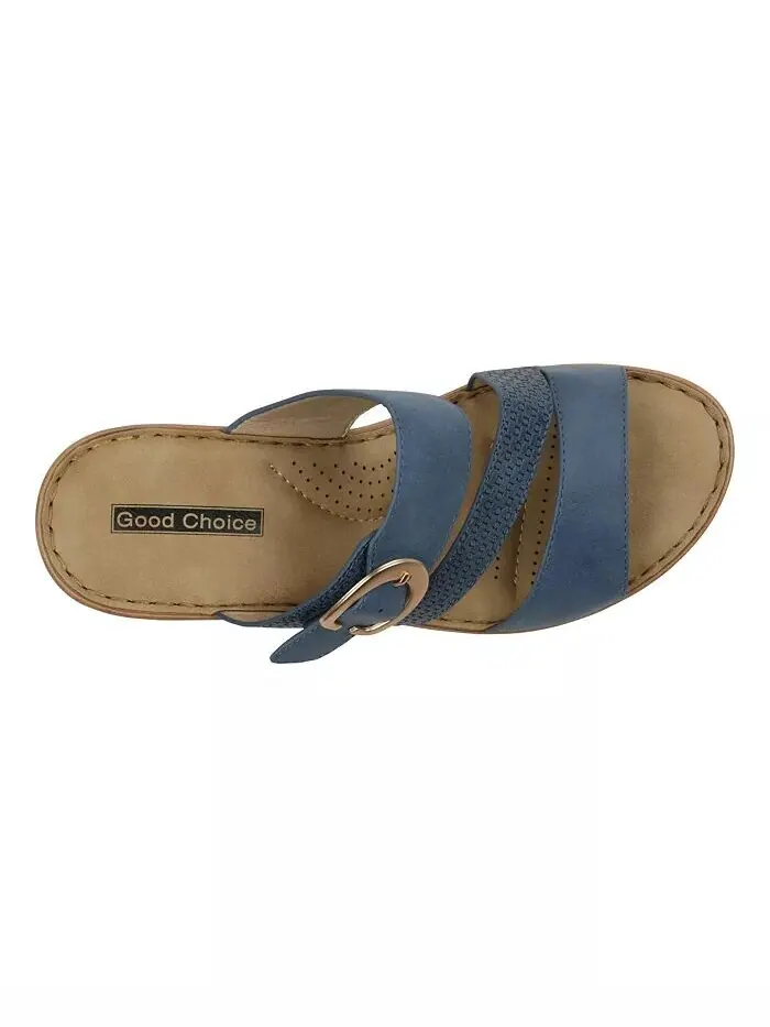 Женские босоножки Odalis Buckle Comfort на танкетке GC Shoes — изображение 4 из 5, синий