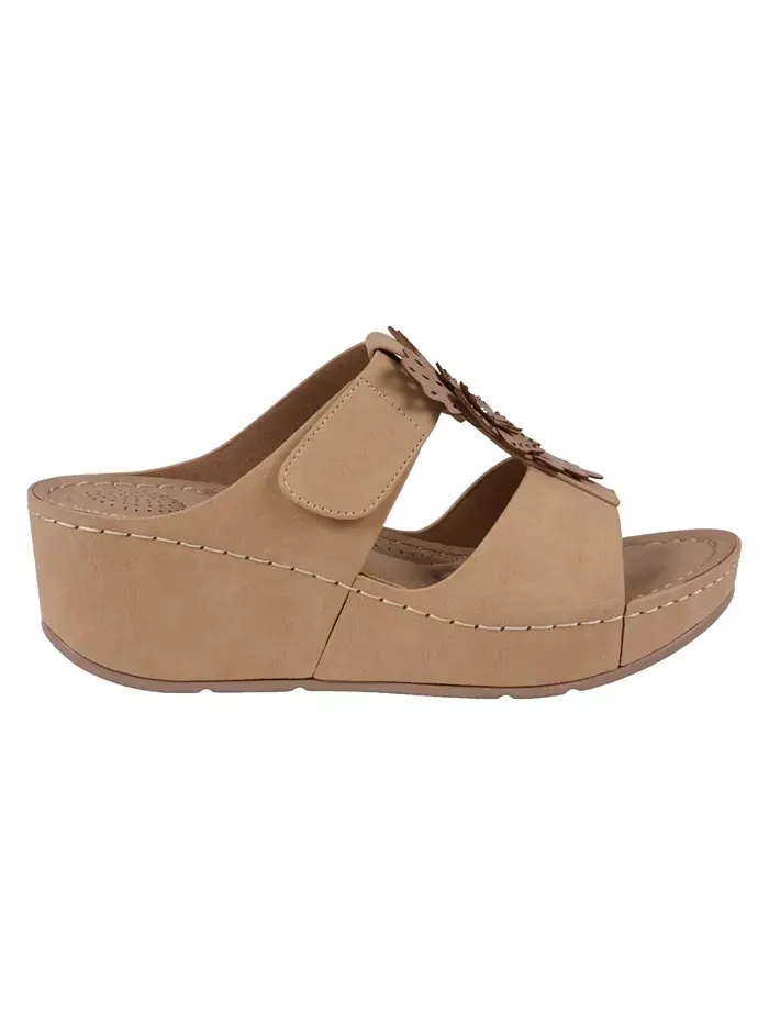 Женские босоножки-танкетки Talia с цветочным принтом GC Shoes — изображение 2 из 5, бежевый
