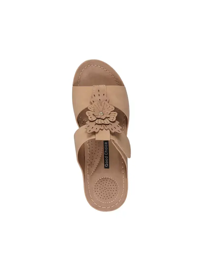 Женские босоножки-танкетки Talia с цветочным принтом GC Shoes — изображение 4 из 5, бежевый