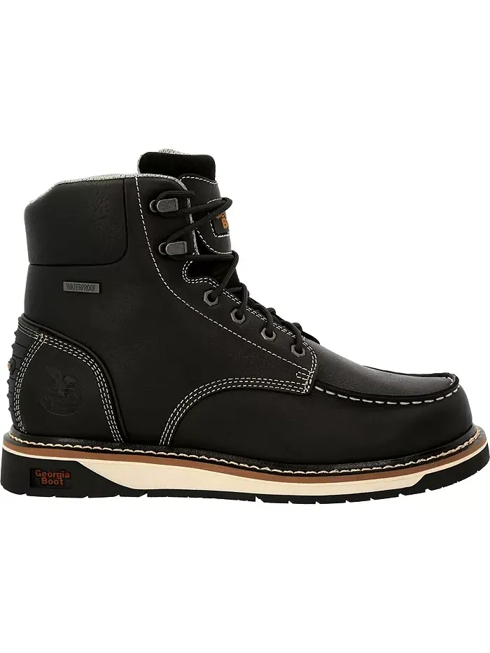 Мужские рабочие ботинки AMP LT Wedge Waterproof Moc-Toe Georgia Boot — изображение 5 из 7, черный