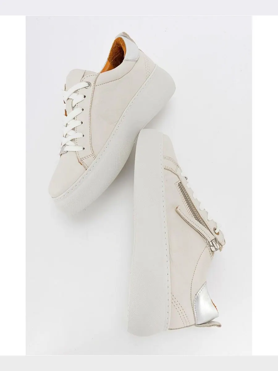 Кроссовки Allie Leather Zip (женские) Forever & Always Shoes — изображение 5 из 6, бежевый