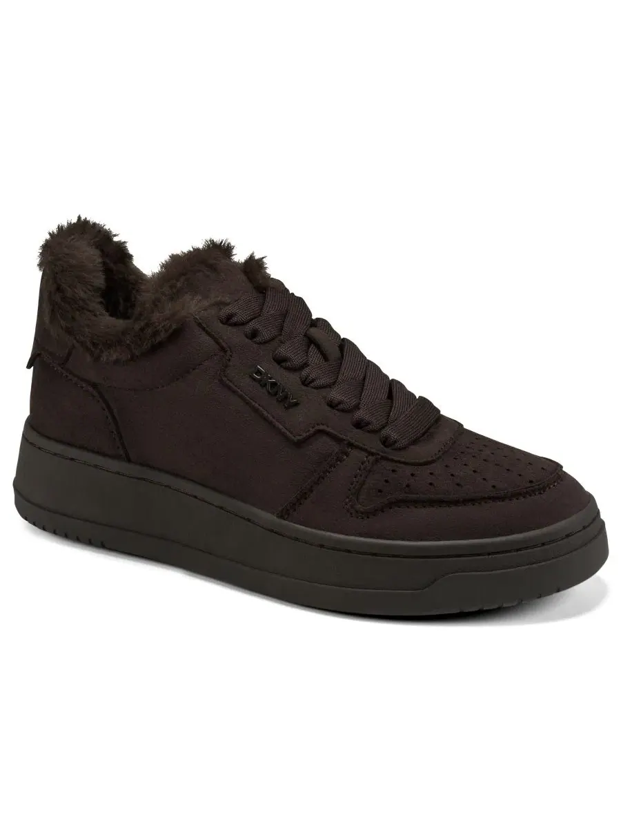 Женские кроссовки на меху с шнуровкой Amanda Fur DKNY — изображение 1 из 5, коричневый