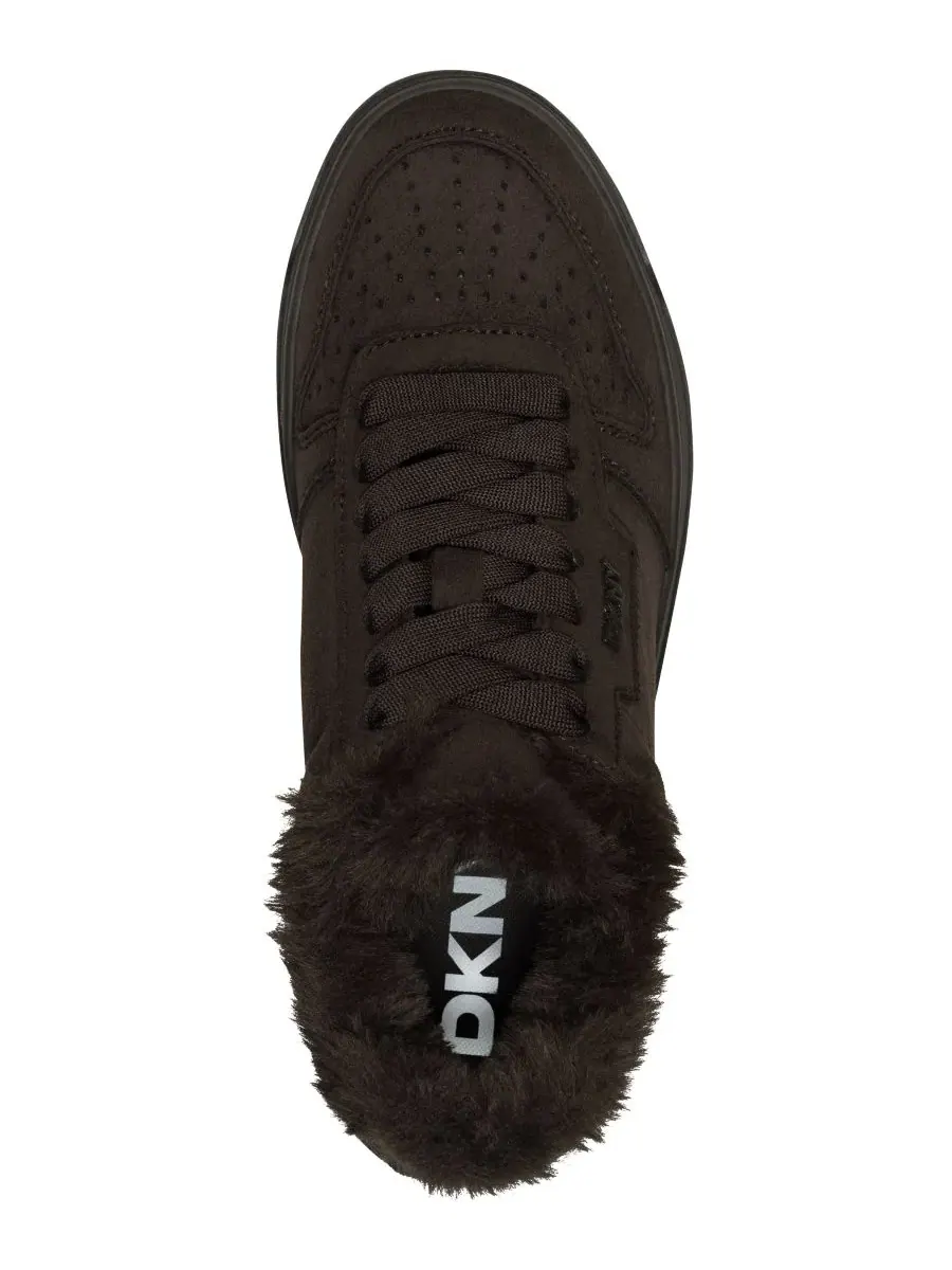 Женские кроссовки на меху с шнуровкой Amanda Fur DKNY — изображение 4 из 5, коричневый