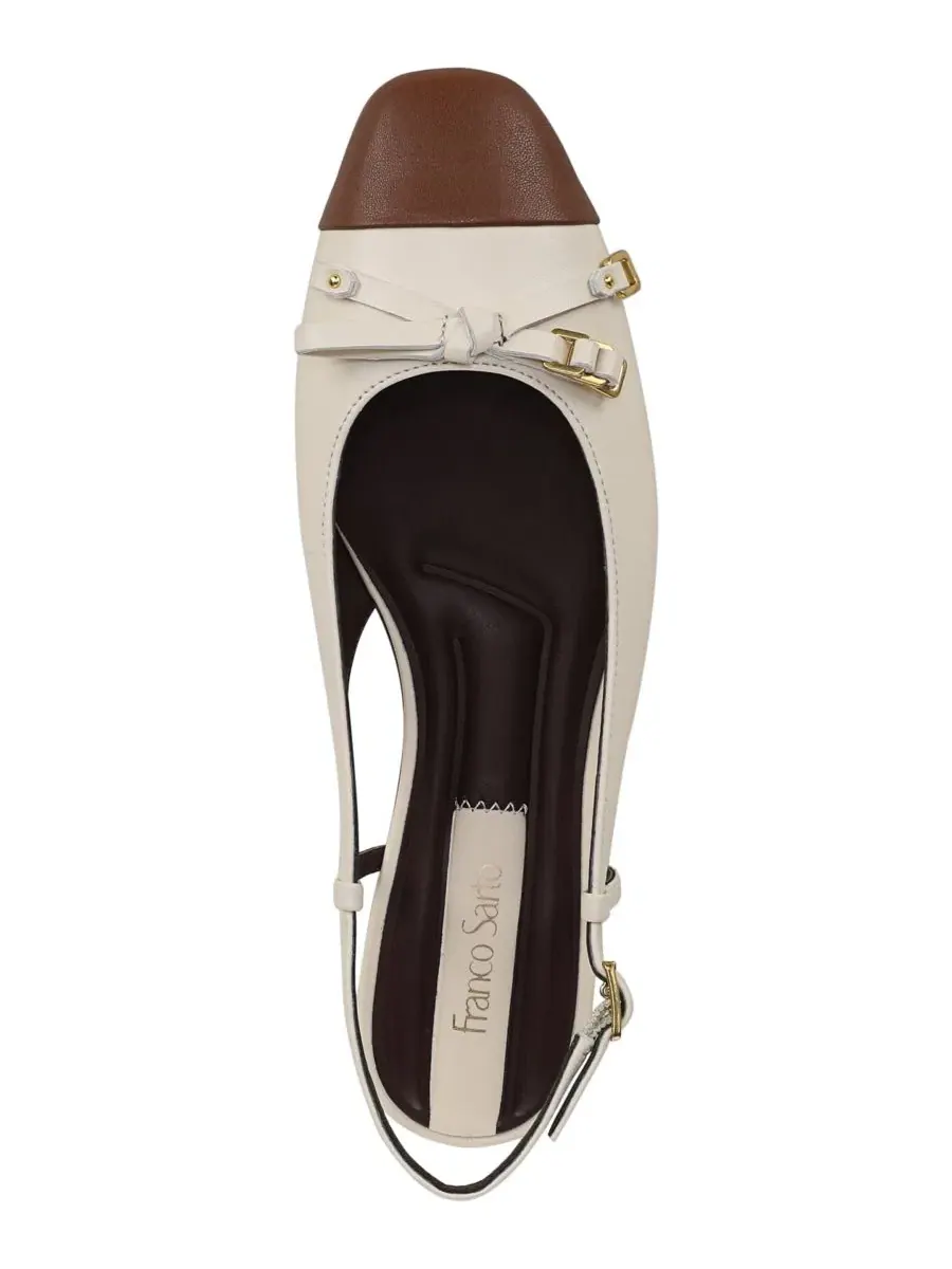 Туфли-лодочки с ремешком-пяткой Ethel Slingback Franco Sarto — изображение 4 из 5, белый/коричневый