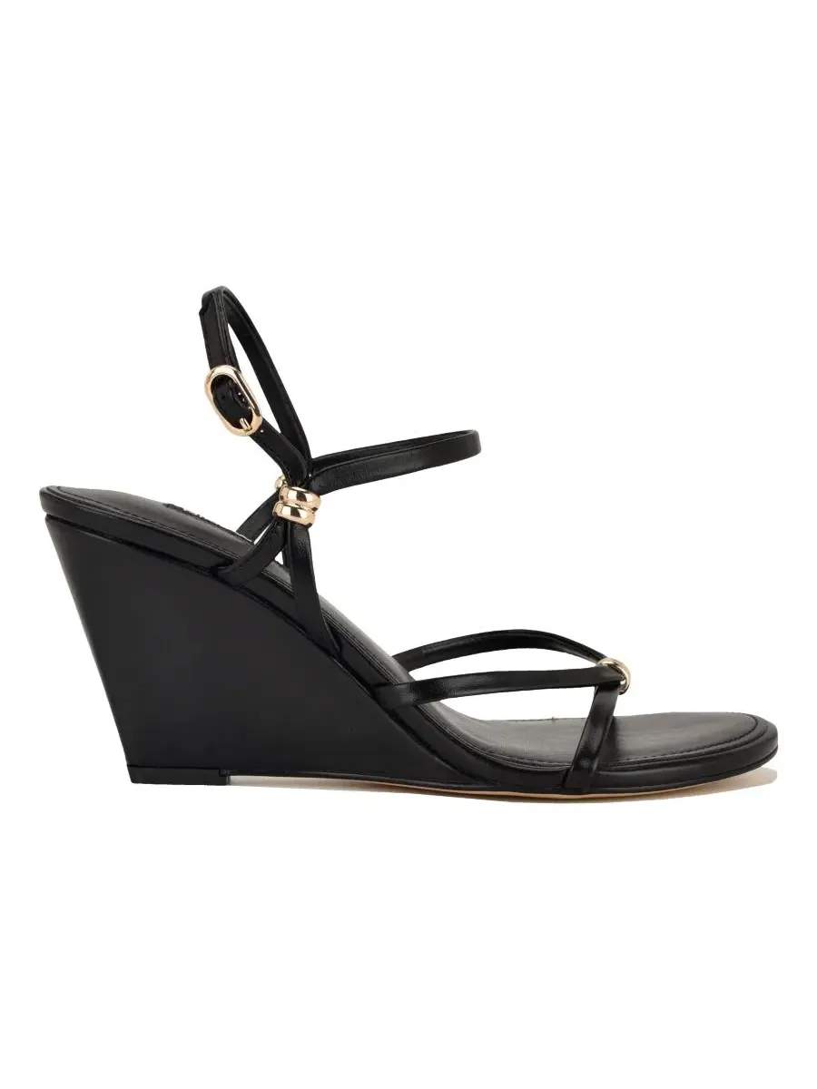 Босоножки-клинья с ремешками и пряжкой Devva Nine West — изображение 2 из 5, черный