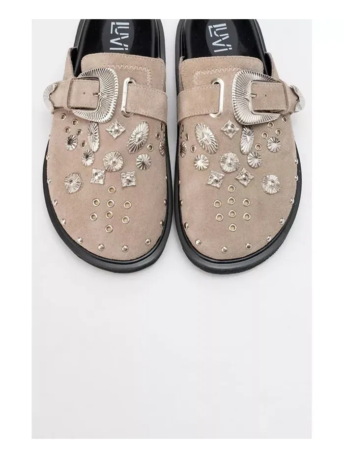 Сандалии Maril из кожи с пряжкой (женские) Forever & Always Shoes — изображение 2 из 6, бежевый/бежевый