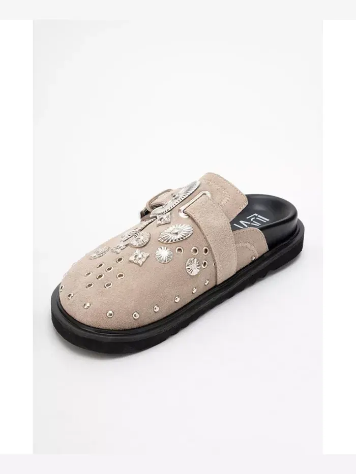 Сандалии Maril из кожи с пряжкой (женские) Forever & Always Shoes — изображение 4 из 6, бежевый/бежевый