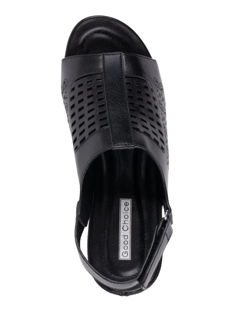 Женские перфорированные сандалии на танкетке Mahina Gc Shoes — изображение 4 из 5, черный