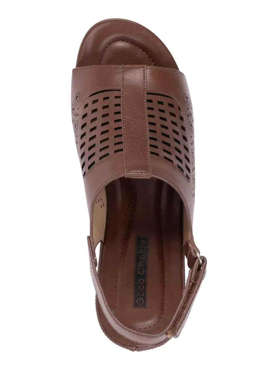 Женские перфорированные сандалии на танкетке Mahina Gc Shoes — изображение 4 из 5, коричневый