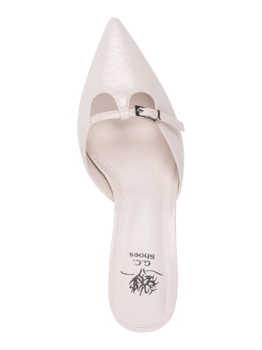 Женские лакированные сандалии Simone на низком каблуке GC Shoes — изображение 4 из 5, белый