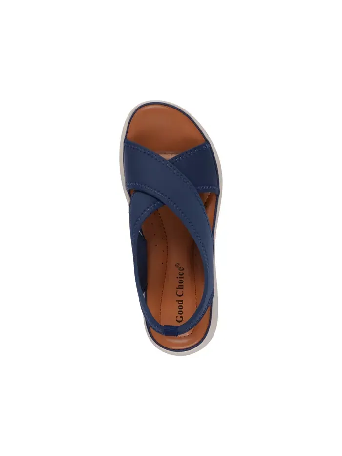 Женские босоножки Nixie на платформе с клиньями из эластичного лайкра GC Shoes — изображение 4 из 5, темно-синий