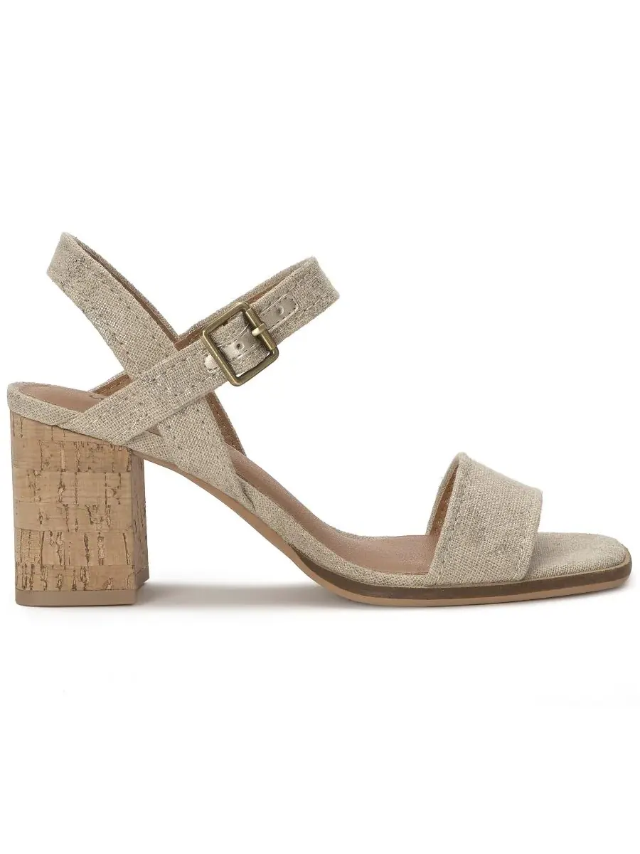 Женские сандалии на толстом каблуке Hallia Lucky Brand, Natural/Platino Linen — изображение 2 из 5