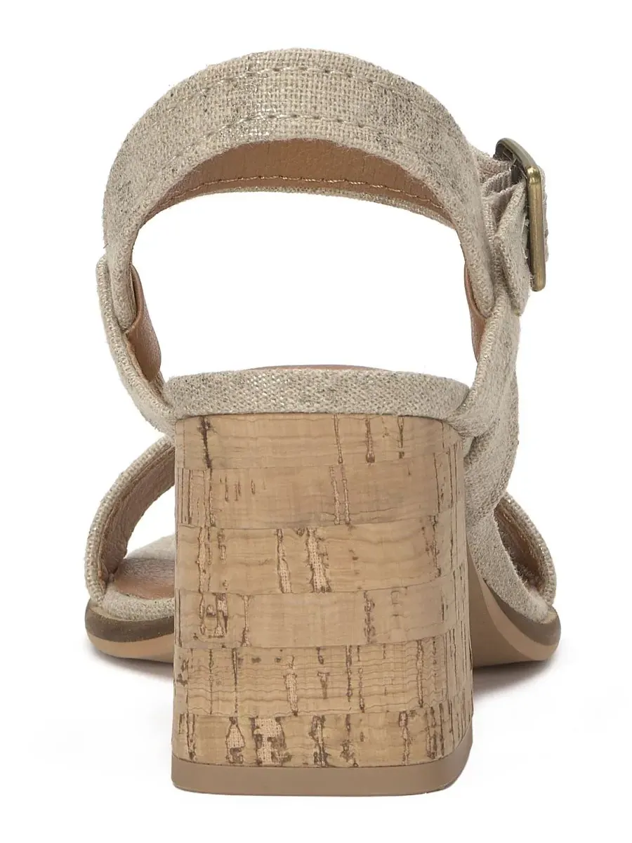 Женские сандалии на толстом каблуке Hallia Lucky Brand, Natural/Platino Linen — изображение 3 из 5