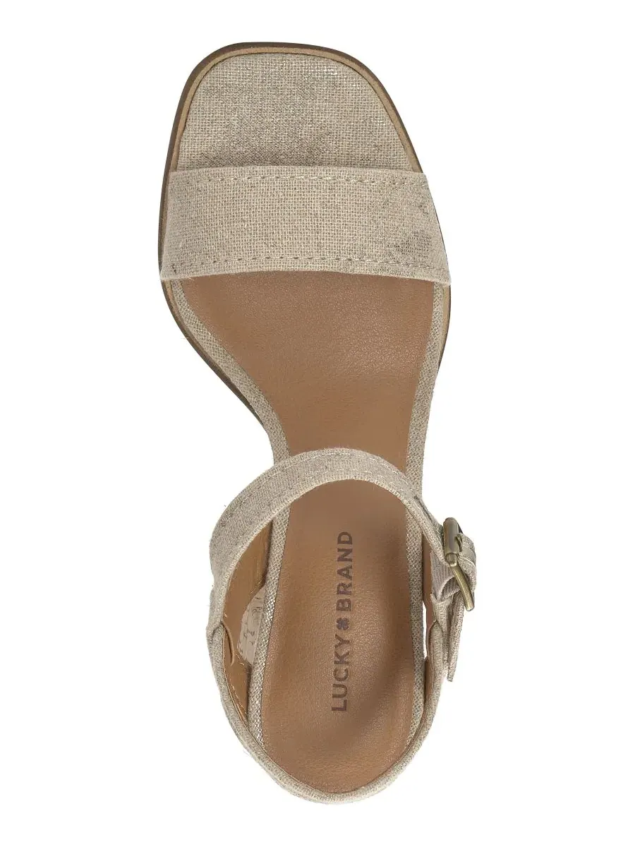 Женские сандалии на толстом каблуке Hallia Lucky Brand, Natural/Platino Linen — изображение 4 из 5