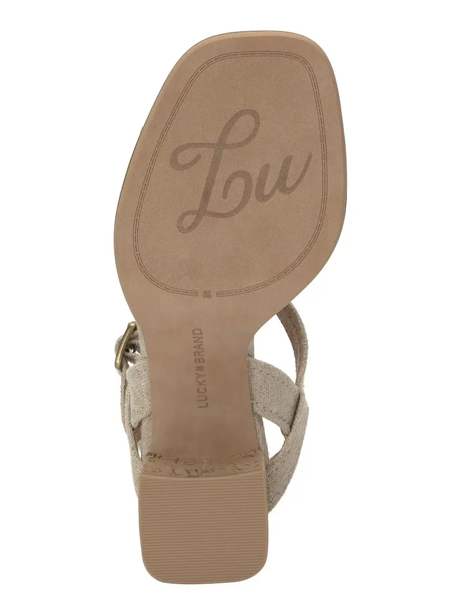 Женские сандалии на толстом каблуке Hallia Lucky Brand, Natural/Platino Linen — изображение 5 из 5