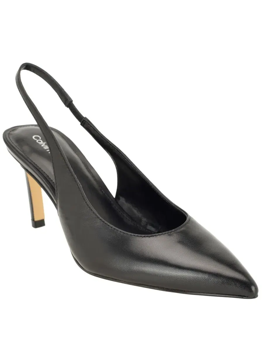 Туфли-лодочки с ремешком на пятке Biancya Leather Pointed Toe Slingback Pumps Calvin Klein — изображение 1 из 5, черный