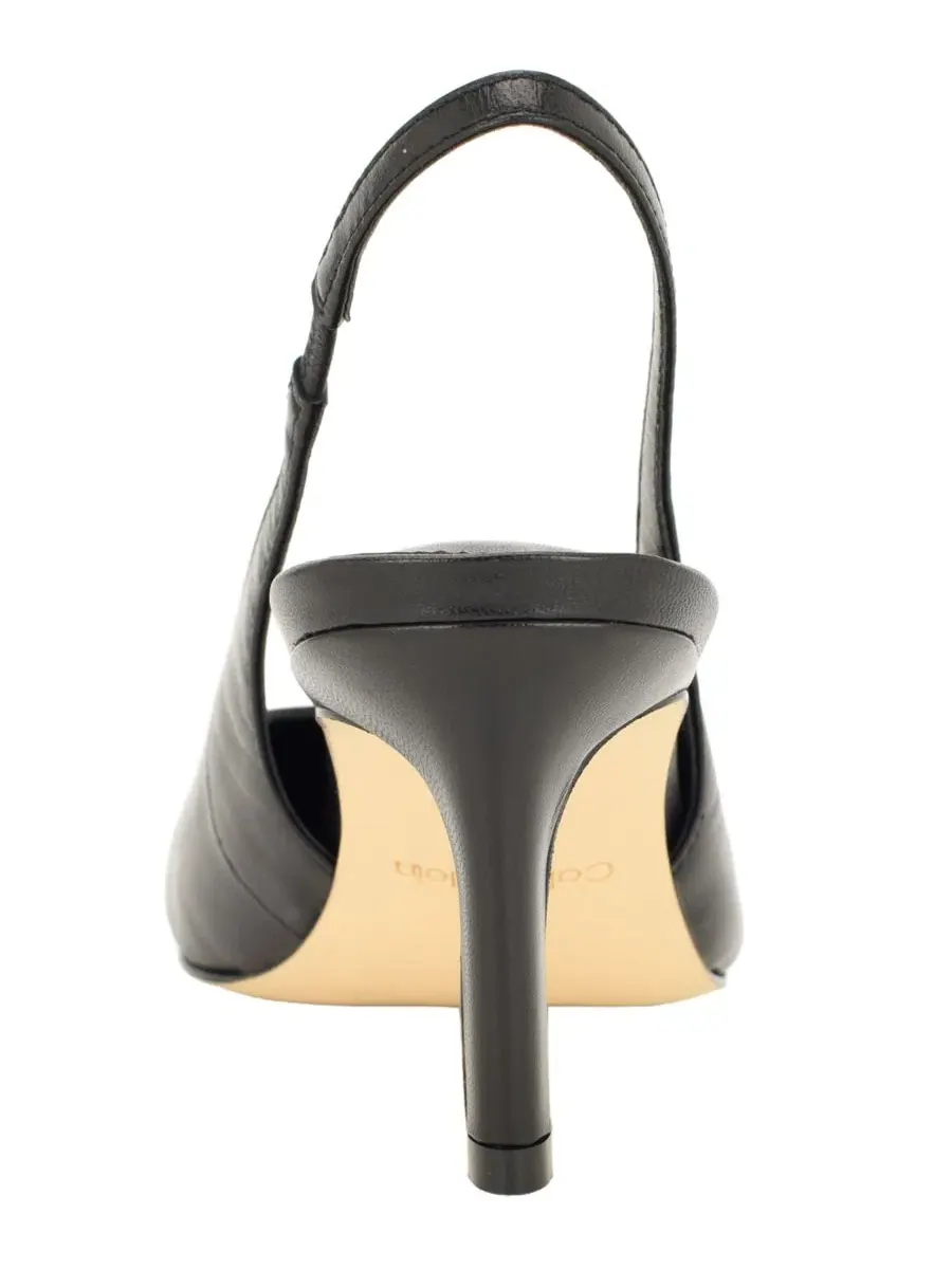 Туфли-лодочки с ремешком на пятке Biancya Leather Pointed Toe Slingback Pumps Calvin Klein — изображение 3 из 5, черный