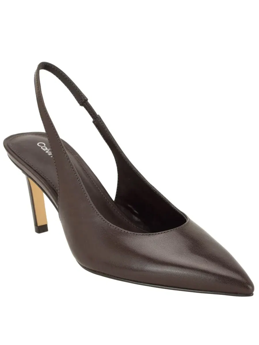 Туфли-слингбэки Biancya Leather Pointed Toe Calvin Klein — изображение 1 из 5, коричневый