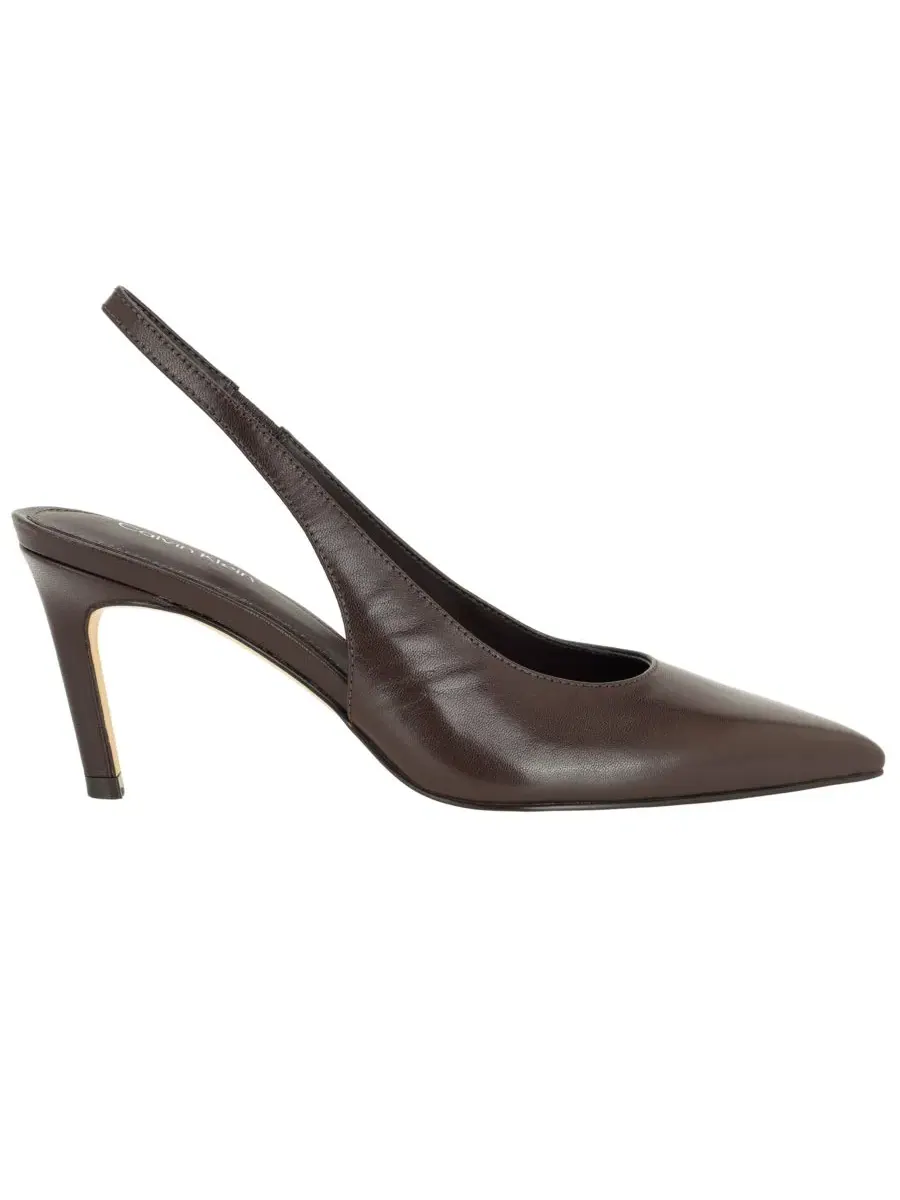 Туфли-слингбэки Biancya Leather Pointed Toe Calvin Klein — изображение 2 из 5, коричневый