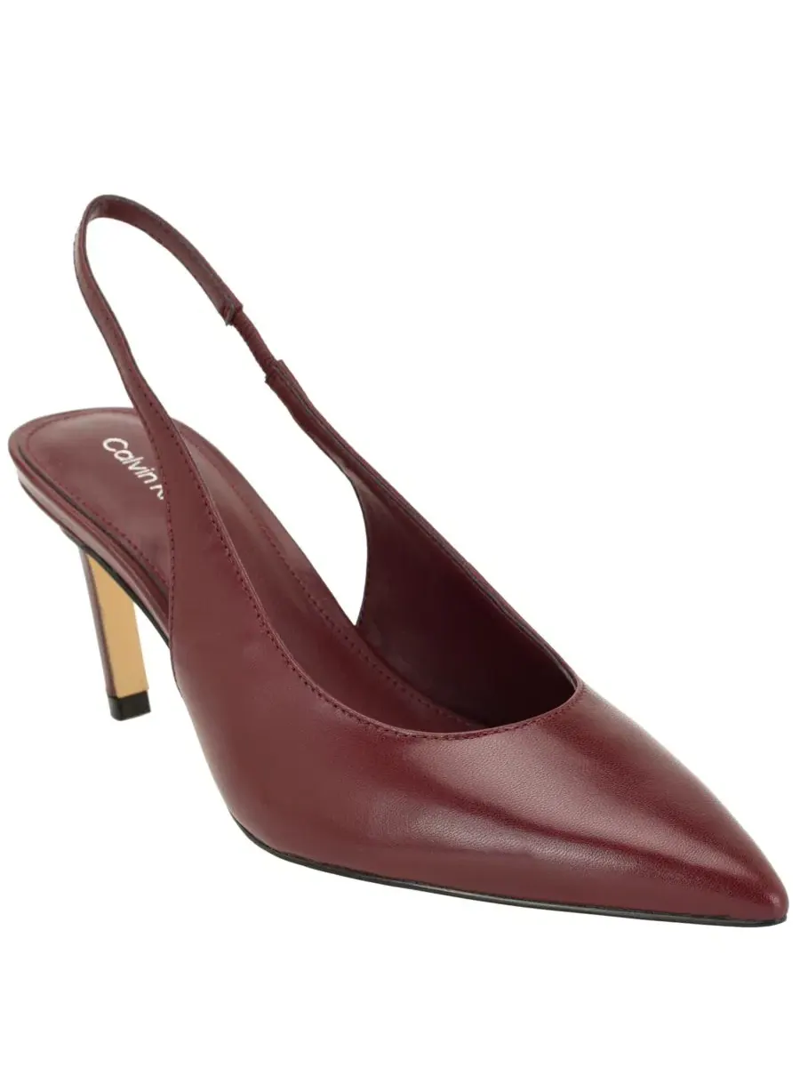 Туфли-лодочки Biancya Leather Pointed Toe Slingback Pumps Calvin Klein — изображение 1 из 5, темный красный